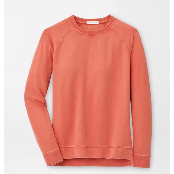 NEW PETER MILLAR men's crown lava wash crew sweatshirt in orange